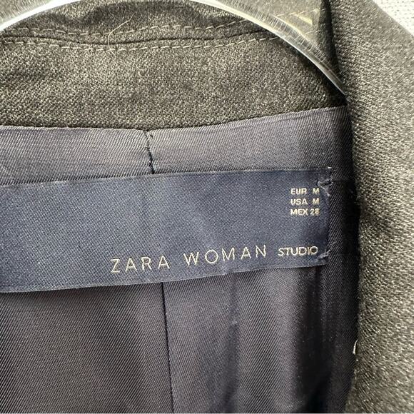 Zara Woman Studio Double Breasted Blazer Wool Gray Size Medium‎ Menswear - Picture 7 of 13